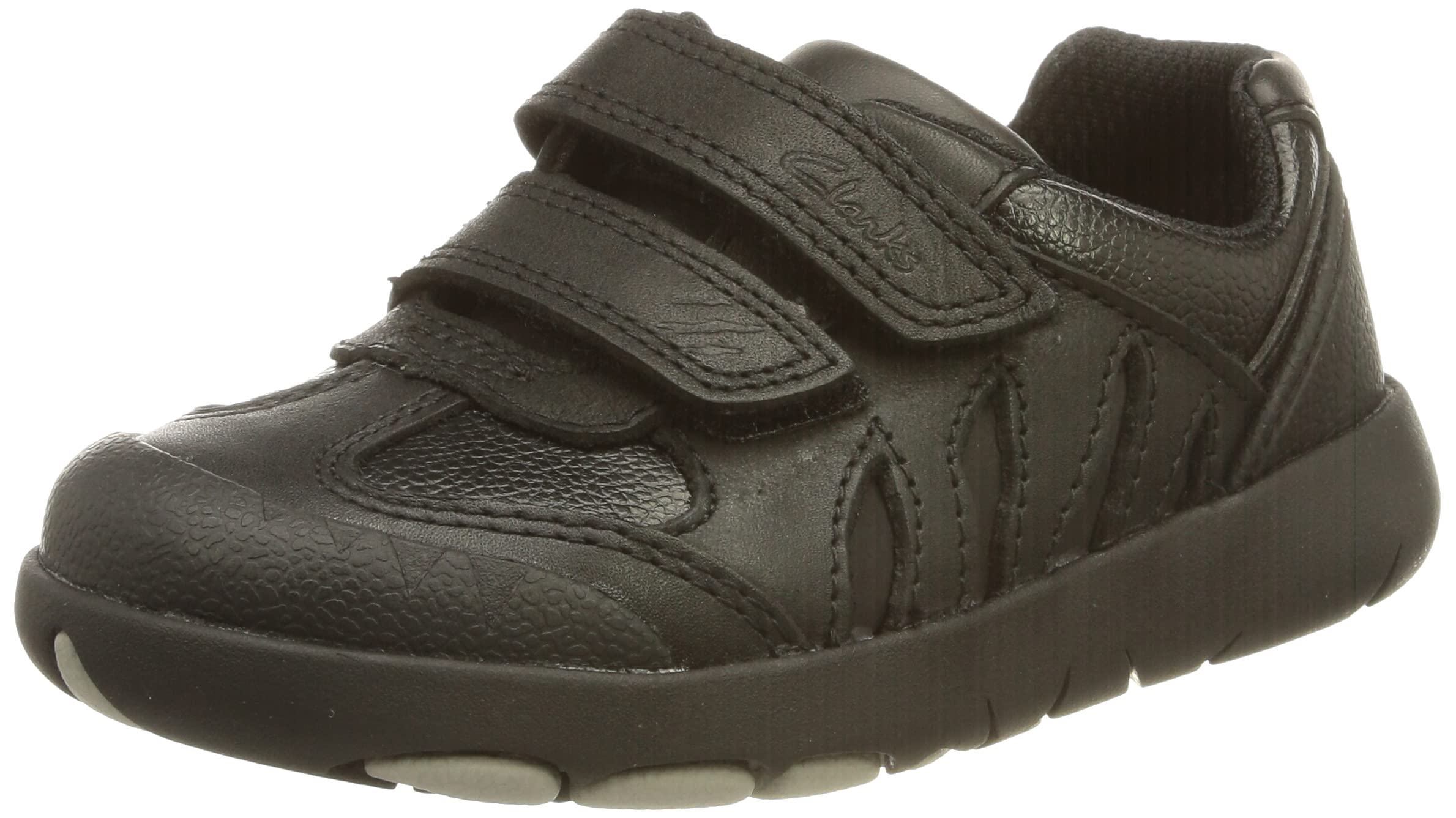 Clarks Girl's Rex Stride T Sneaker, Black Leather, 9.5 UK Child