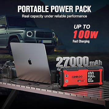 GOOLOO 6000A Jump Starter GT6000 Car Starter with 100W Bi-Directional Fast Charge, Powerful 12V Auto Battery Booster(All Gas & up to 12L Diesel Engine), Supersafe Portable Jump Box for Emergency Use
