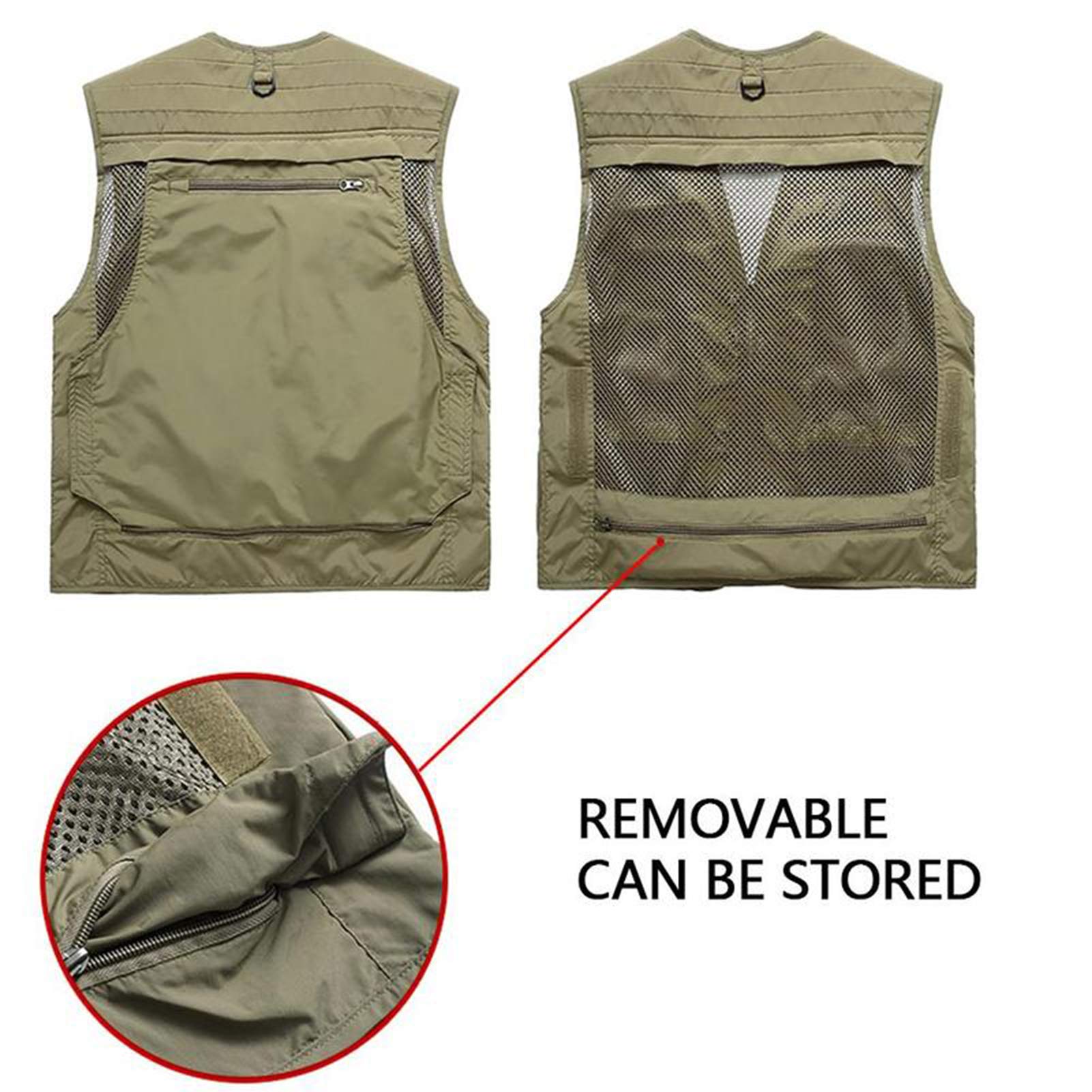 Hommes Dames Sport Utilitaire Gilet Gilet Gilet extérieur pêche à séchage Rapide Photographie décontracté évider Mince Multi-Poches Gilet Veste sans Manches Veste Gilet