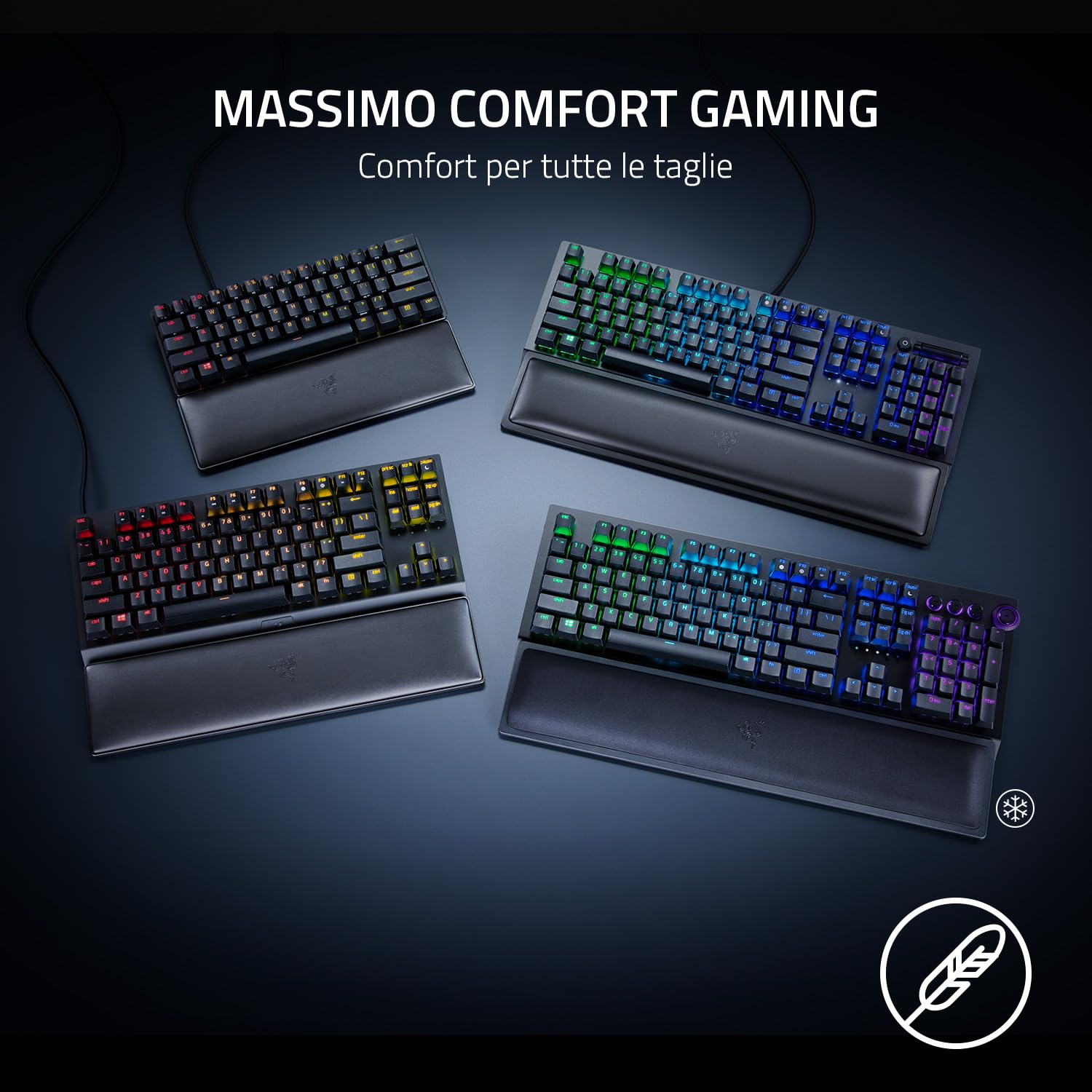 Razer poggiapolsi ergonomico (Tenkeyless) - Per tastiere tenkeyless con cuscino in similpelle in memory foam (piedini in gomma antiscivolo, design ergonomico) Nero