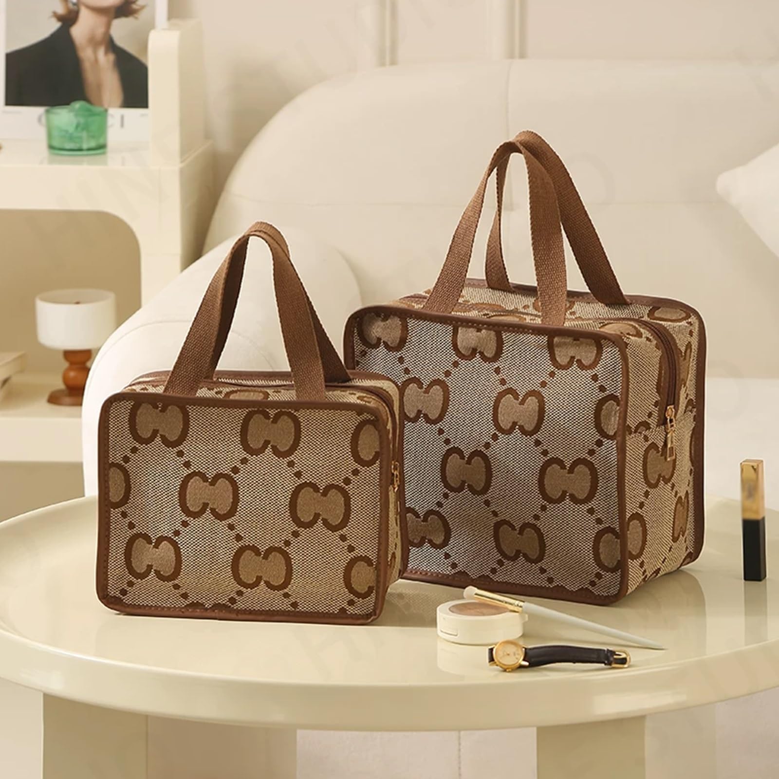 Spalancato Porta Trucchi Trousse Trucchi Donna Organizer, Beauty Case da Viaggio Donna Pochette Trucchi Make up Bag, Tasca Interna con Cerniera, la Soluzione Ideale Organizzare