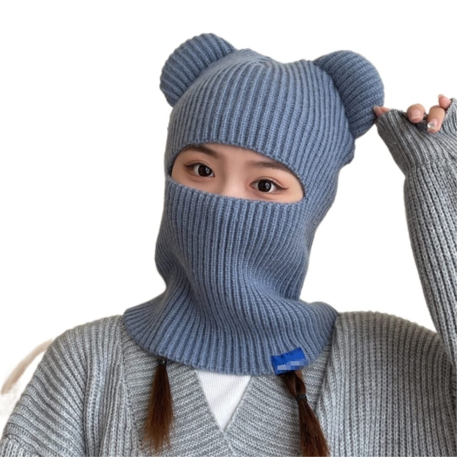 Sciarpa Scialle Cappello Lavorato A Maglia Sciarpa Invernale Pullover Cap Orecchie D'orso Sciarpa All'aperto Calda Stola Elegante