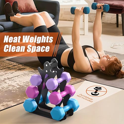 Miniatura 2 de 4-Tier Dumbbell Rack for 1-15 lb Weights, Holds 5 Pairs Space-Saving Sturdy A-Frame Stand for Home Gym, Weight Rack for Women's Dumbbell Set