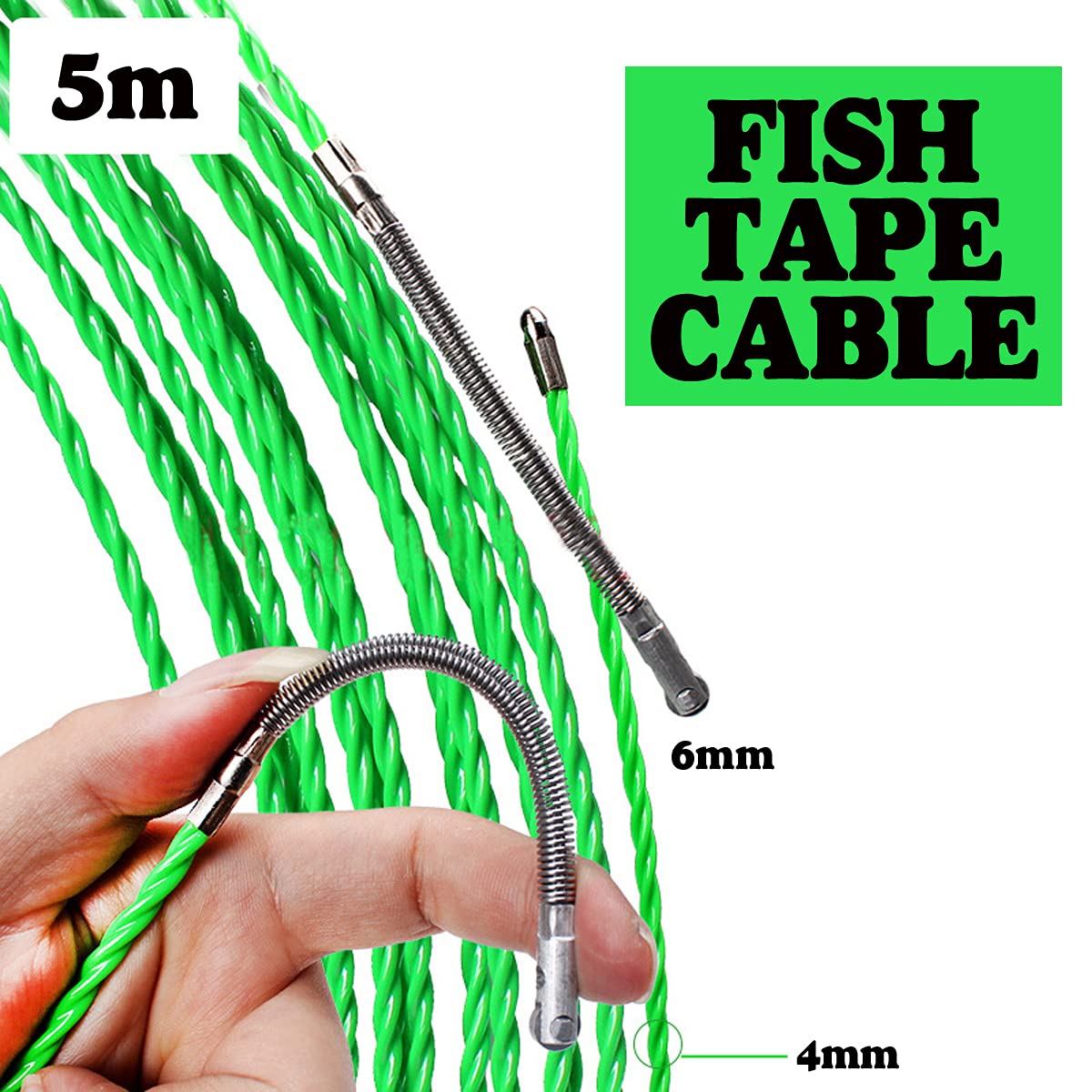 Extractor de cables de cinta pasacables, Cable de fibra vidrio 4 mm, extractor cable eléctrico con cinta extracción peces, pasacables for conductos extractores(25m)