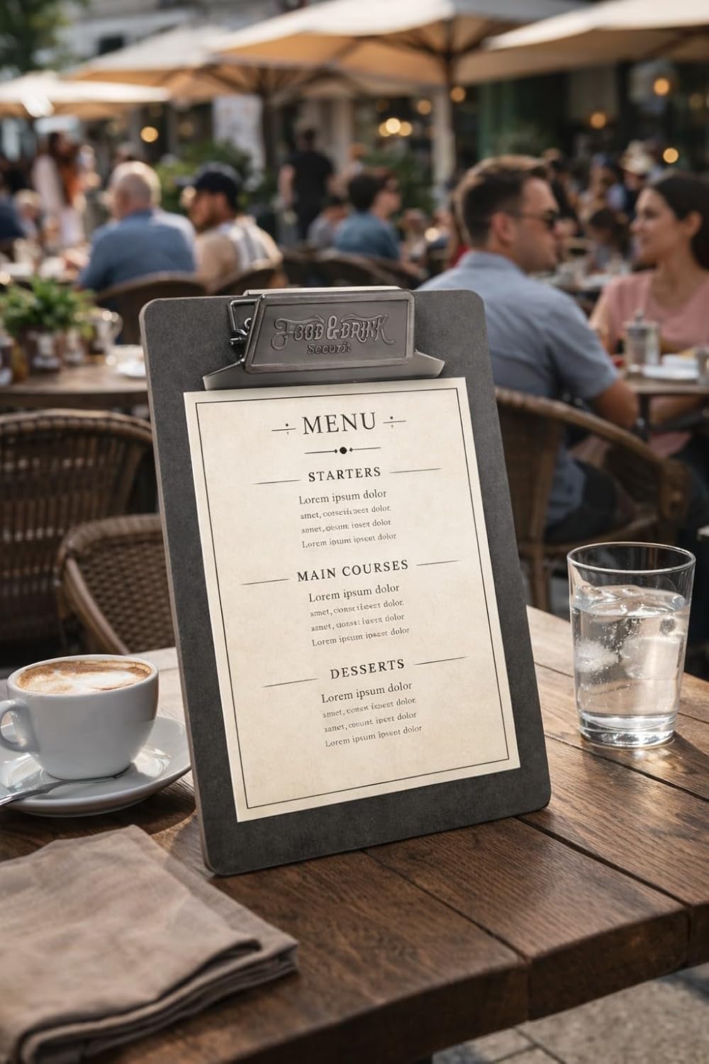 SECURIT - Metal Menu Holder - for Cafes, Restaurants, Bars - A4 Size - Clip to Keep Leaves - Grey