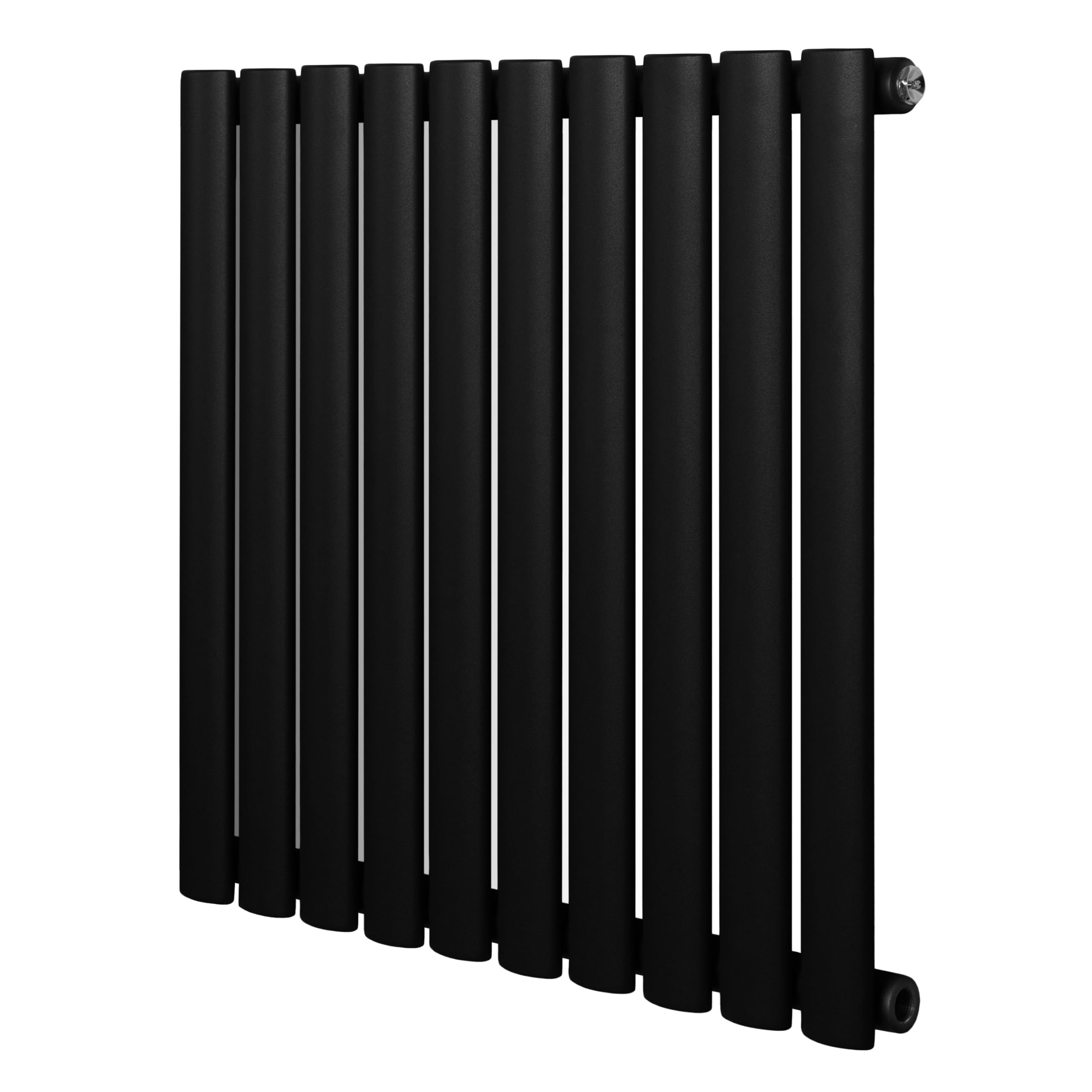 Owalny grzejnik jednokolumnowy 600 mm x 600 mm nowoczesny designerski jednopanelowy grzejnik centralnego ogrzewania matowy czarny stal węglowa pozioma kuchnia salon BEZPŁATNY zestaw do mocowania