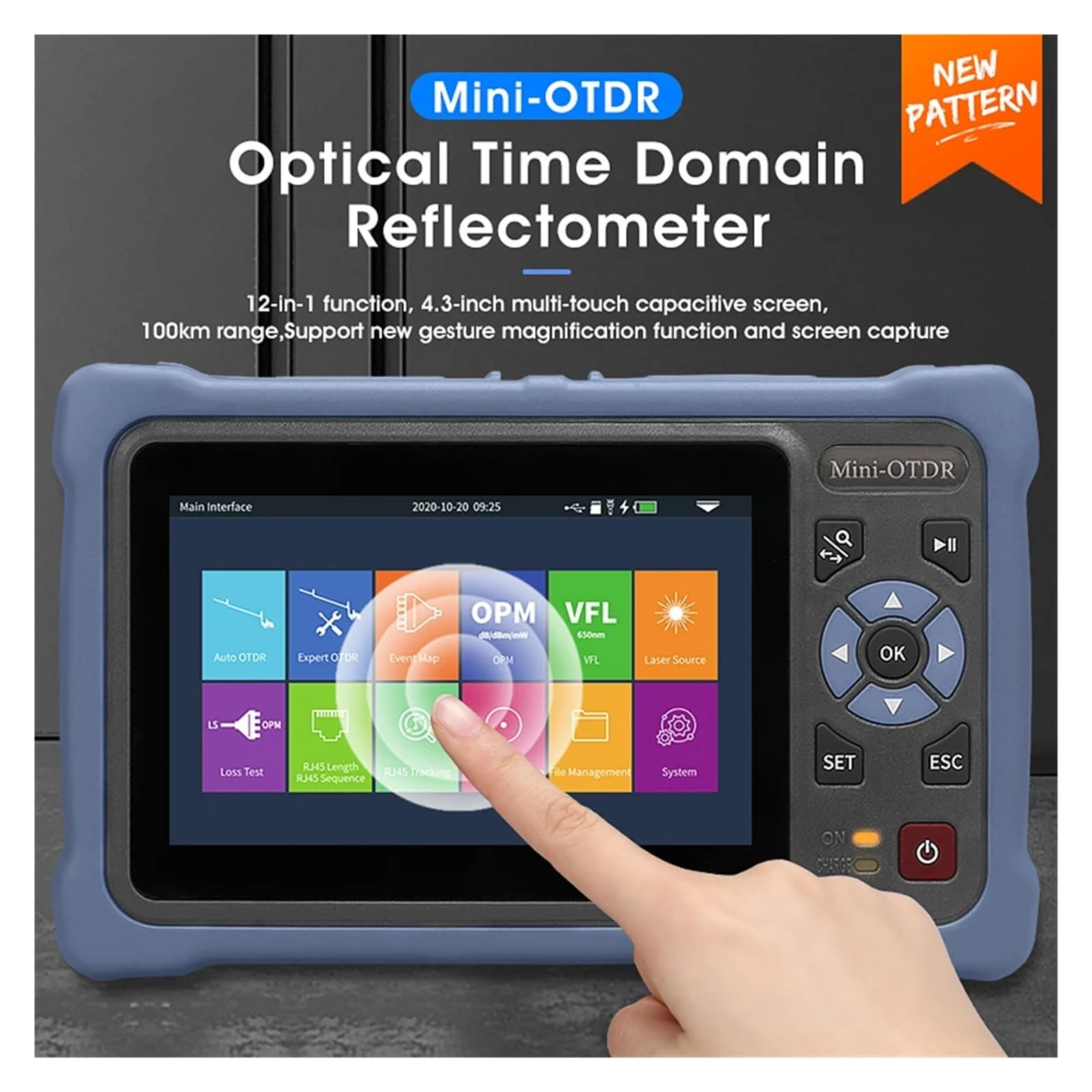Testeur de Fiber optique OTDR, réflectomètre de Test en direct avec réseau d'affichage numérique avec VFL OLS OPM 1310/1550/1610NM(1550NM)