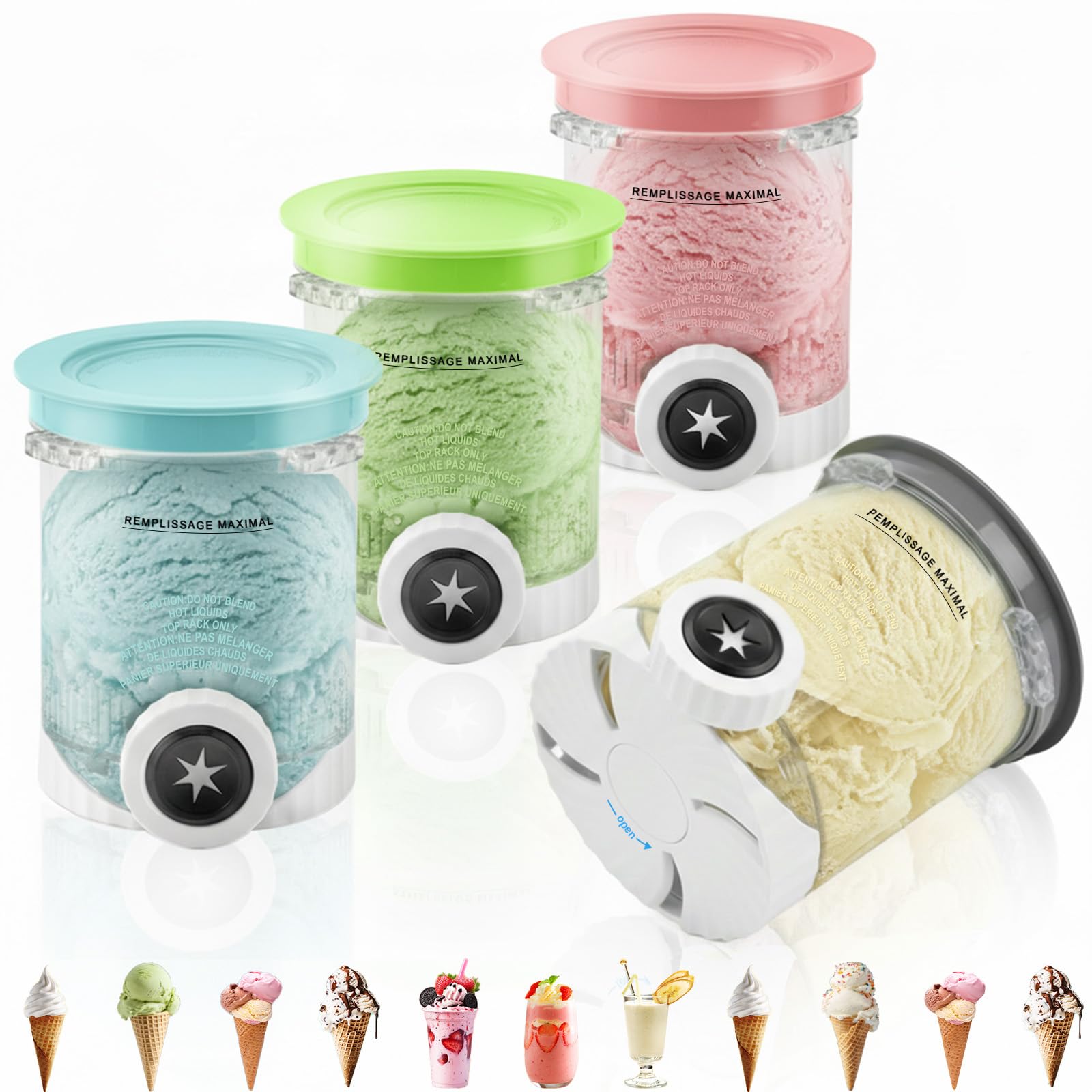 Amazon.com: 4 Pack Creami Swirl Pints and Lids for Ninja