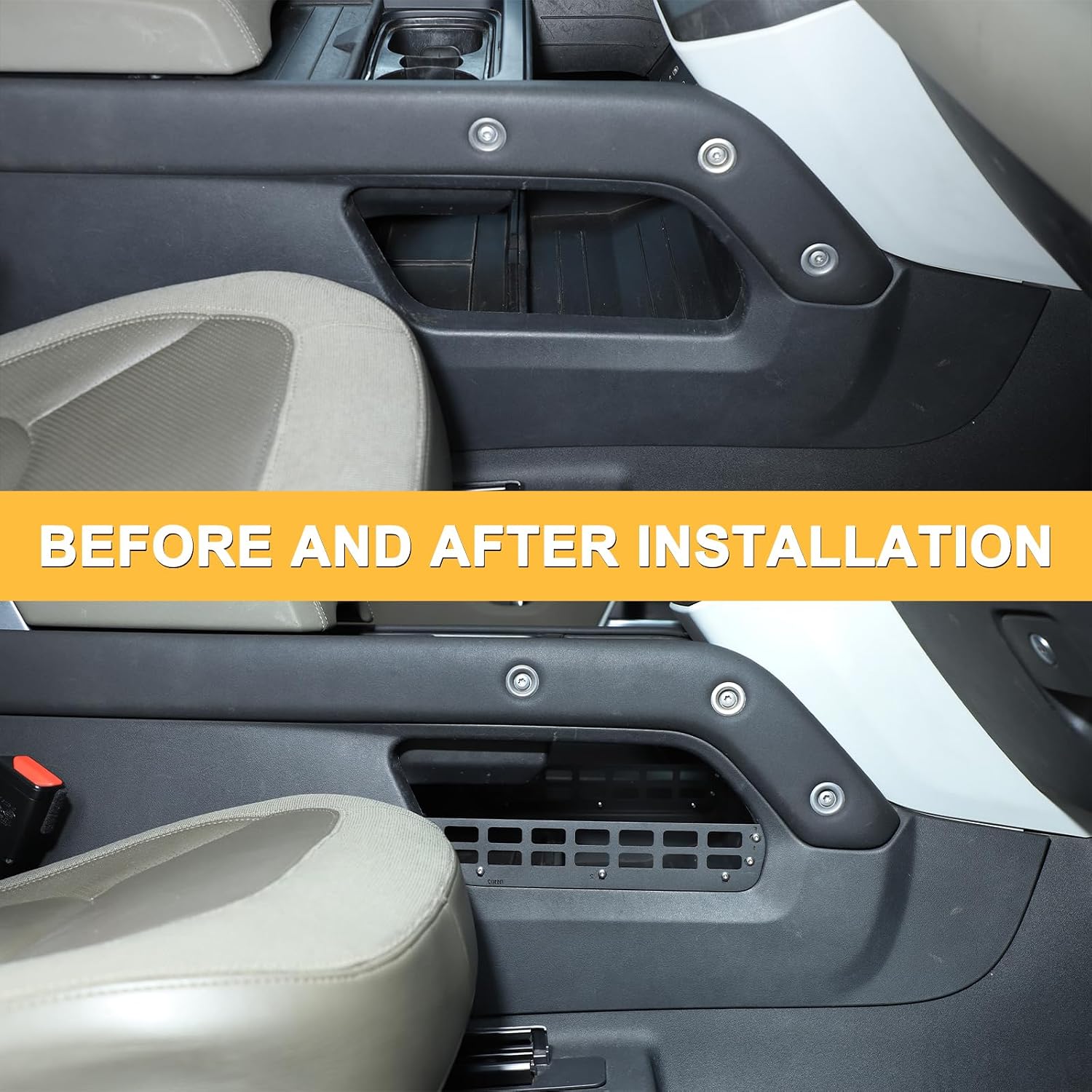 PIUGILH Center Console Lower Storage Panels Compatible with Land Rover Defender 90 110 130 2020-2026 Lower Storage Molle Panels Racks