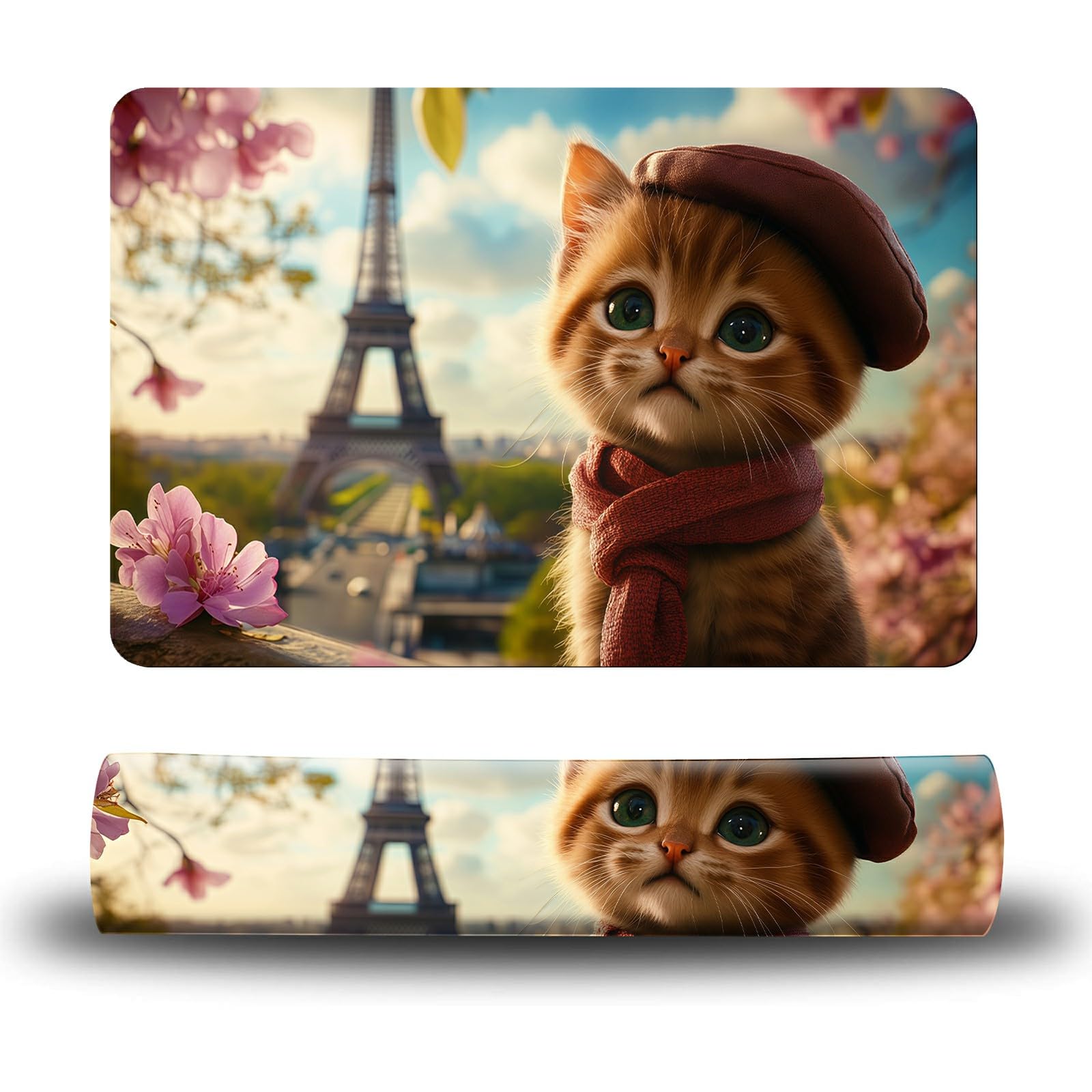 Dikoer Dog Food Mat, 19.6" x 23.6" Absorbent Pet Feeding Mat for Food and Water, Waterproof Diatom Mud Pet Placemat with Non-Slip Rubber Backing, Cat Bowl Mat for Floors - Pink Flower Kitten