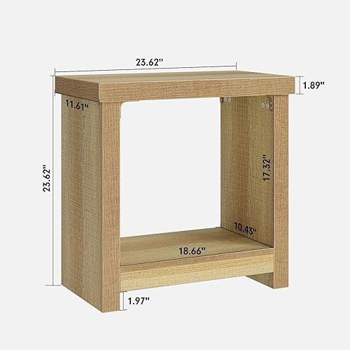 Miniatura 3 de Juego de 2 mesas auxiliares para sala de estar, mesas laterales estrechas con estantes de almacenamiento, mesa auxiliar cuadrada para dormitorio,