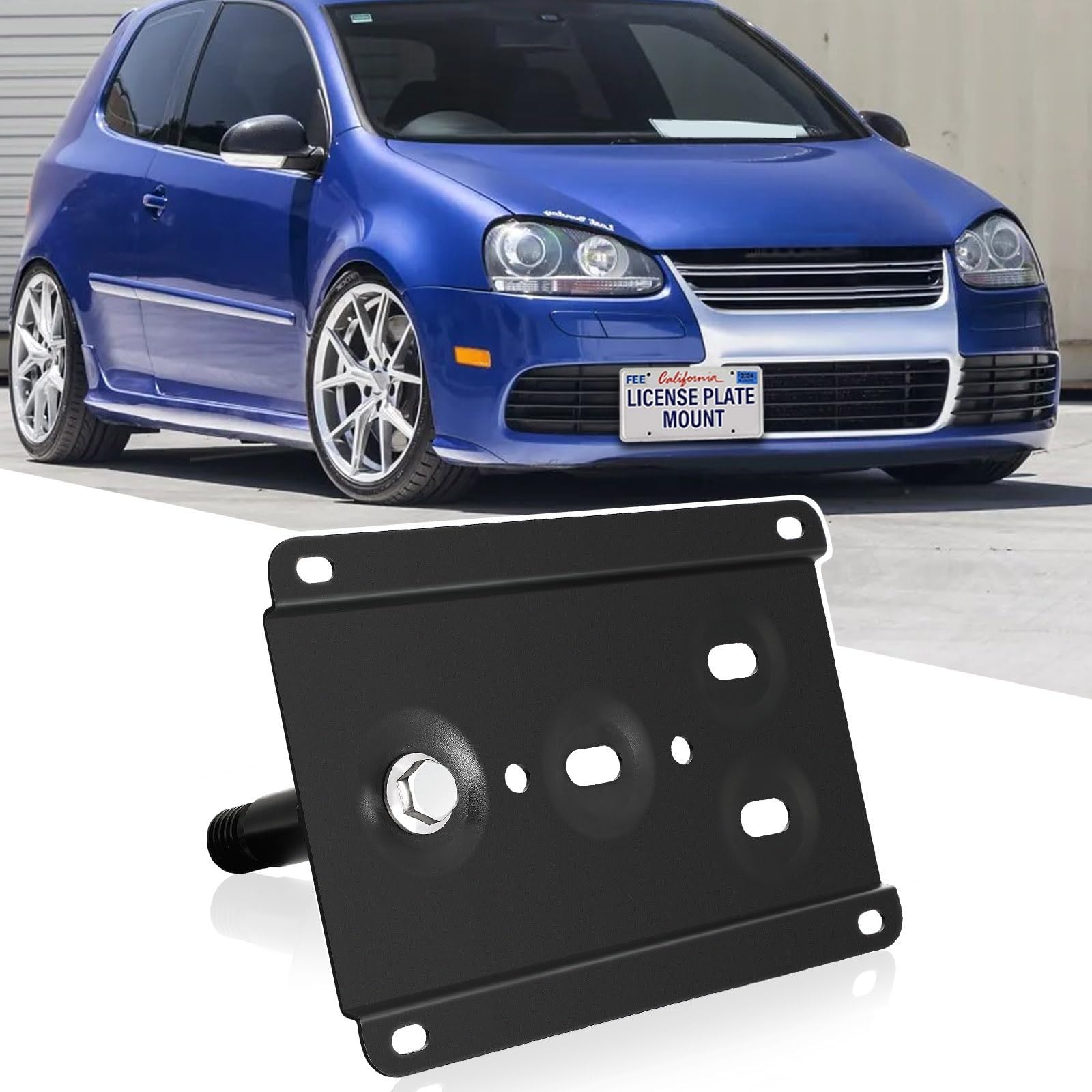 EOS Front Bumper Tow Hook License Plate Bracket For 2012-2017 VW Tiguan – Black Aluminum