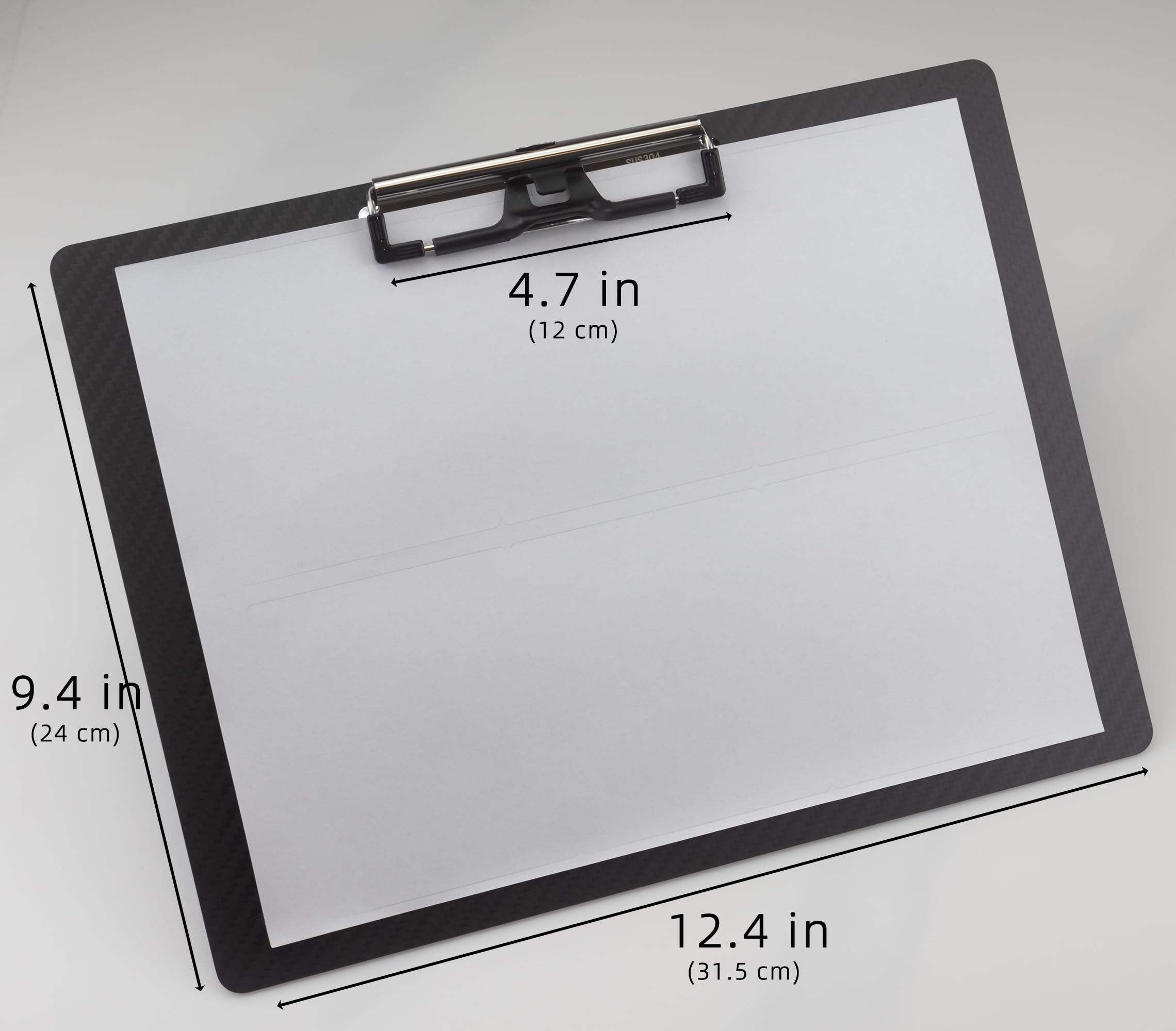 Klemmbrett aus Kohlefaser im Querformat mit Stifthalter, horizontales Klemmbrett 8,5 x 11,3 K, Twill-Seitenclip, A4/Briefgröße, ideal für Klassenzimmer, Restaurants, Arztpraxen, Zuhause, Schule
