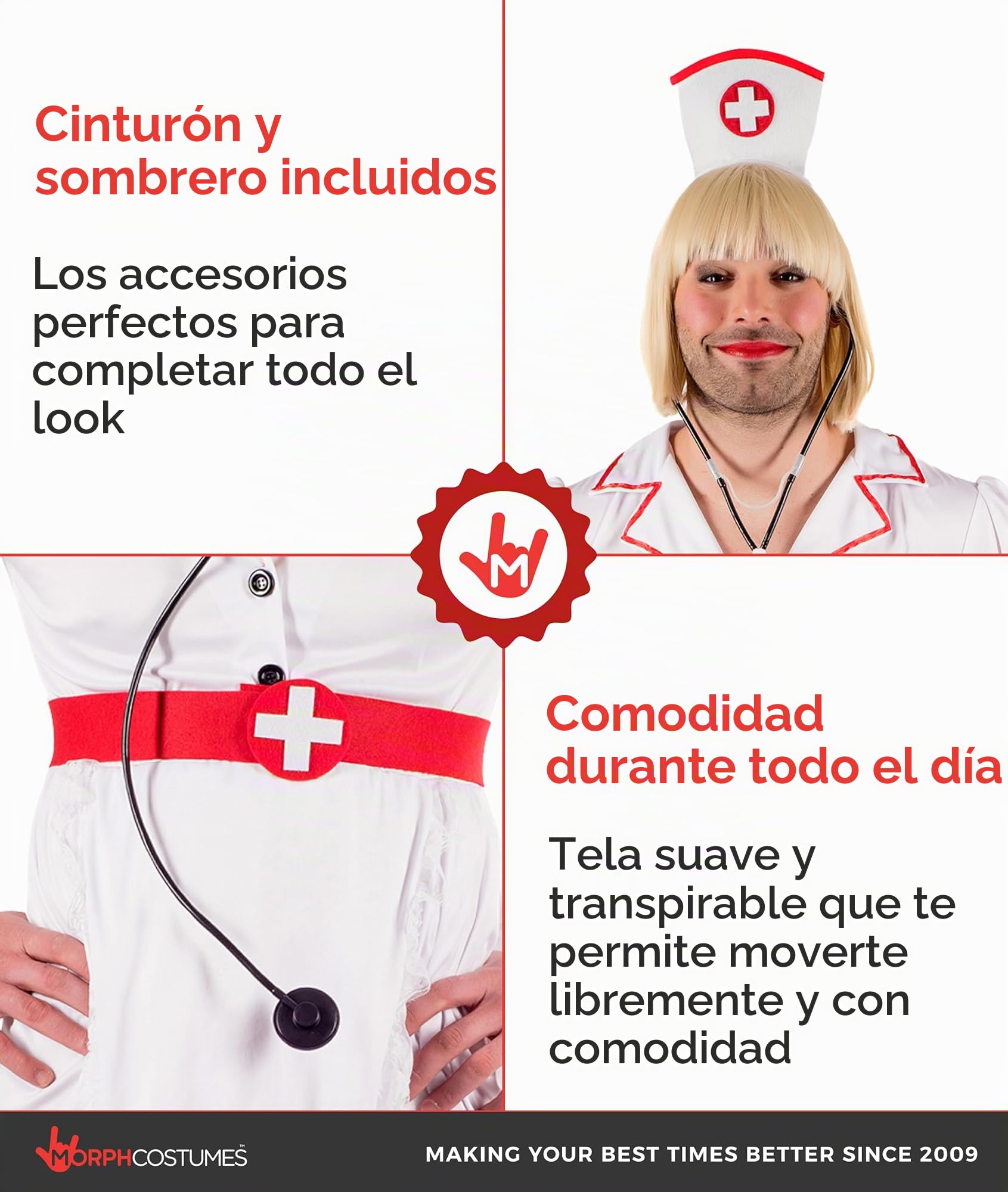 Fun Shack Disfraz Enfermera Adulto, Traje Enfermero Hombre, Disfraces Enfermeras, Despedida Soltero, Disfraz Carnaval Halloween