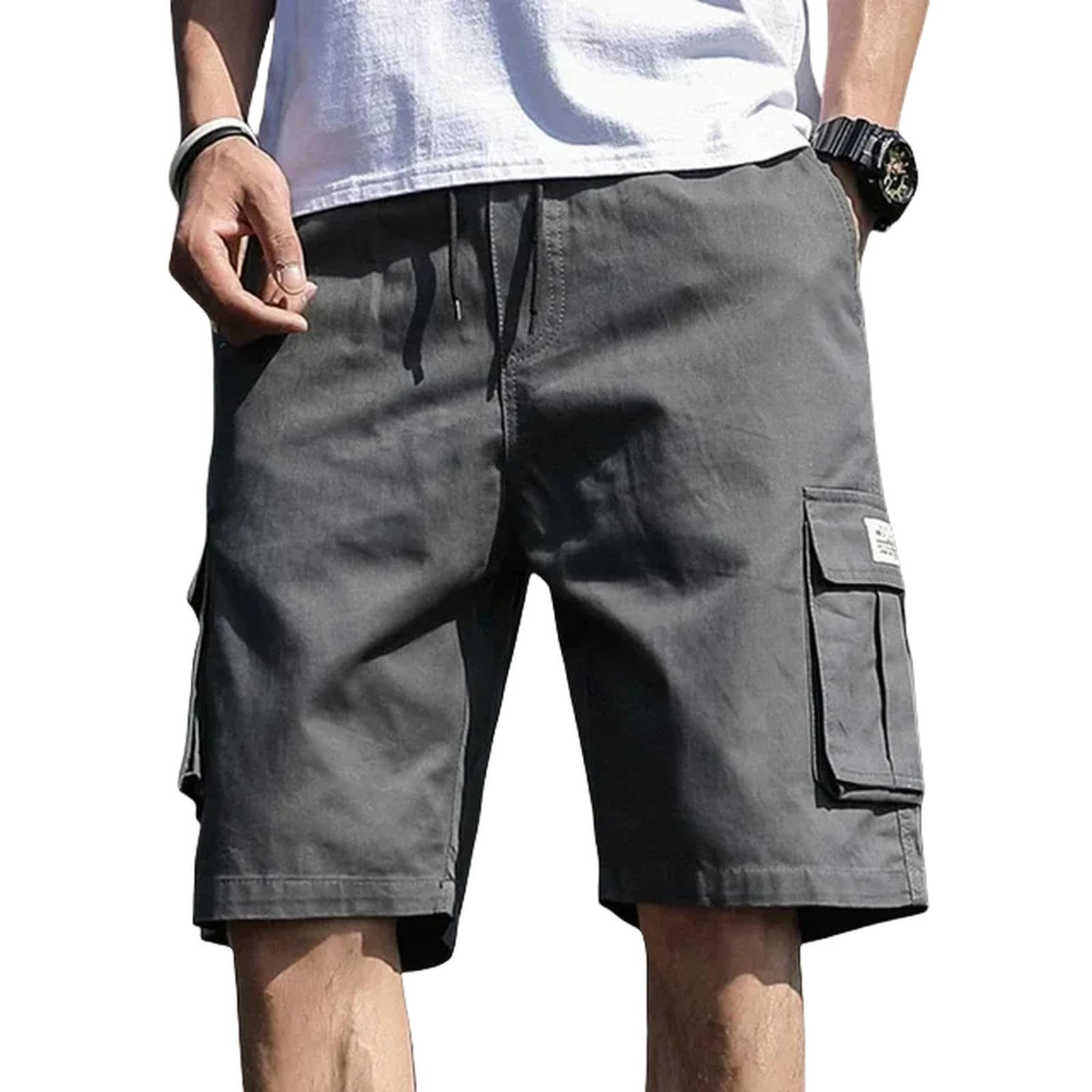 Męskie szorty męskie szorty letnie szorty cargo moda długość do kolan sznurek męskie szorty bawełniane khaki praca masculina plus size 7XL