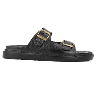 SADEBA Men's Buckle Toe Post Sandals, Lightweight Casual Comfort Slides Black 7 UK/IND