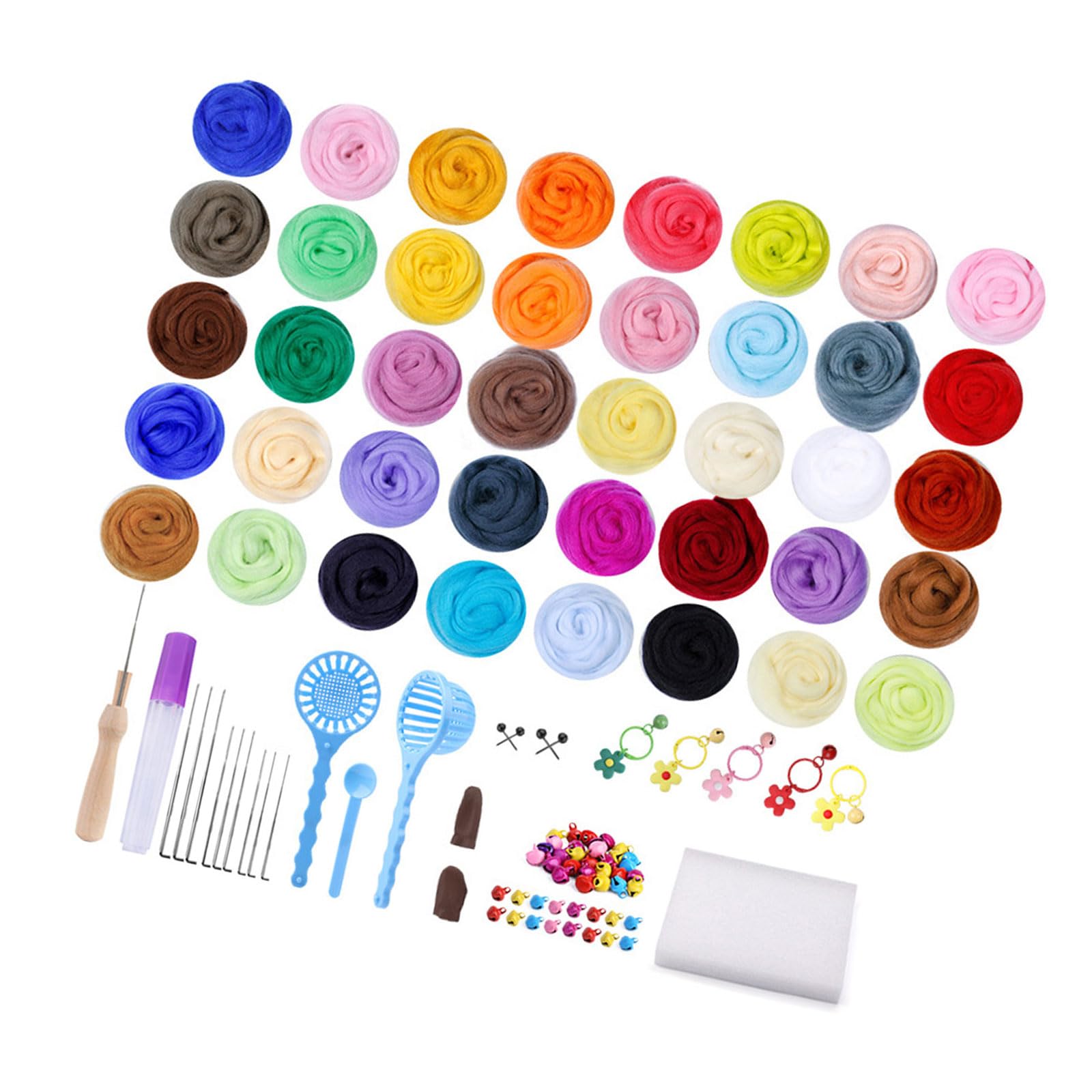 Tsophreniq Needle Felting Kits Needle Felting Starter Kits Felt Set Wool Roving 40 Colors Set for Craft Projects