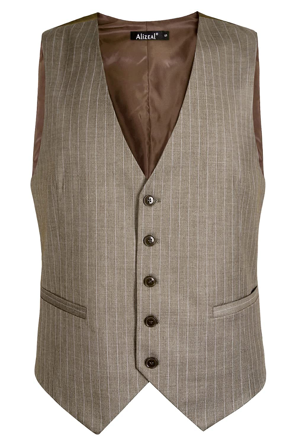 Alizeal Gilet de costume d'affaires à fines rayures pour hommes
