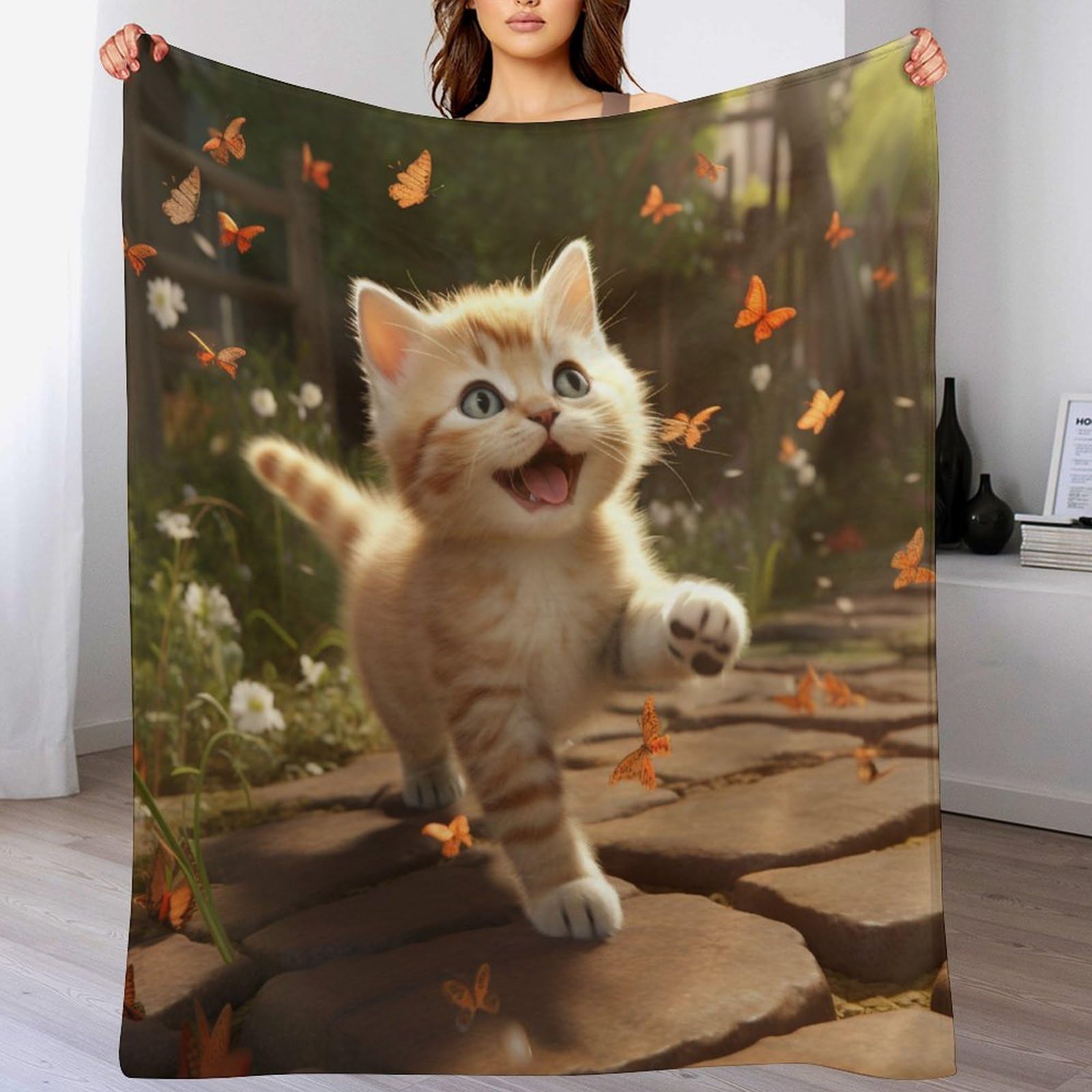 Couverture chat mignon contre le froid : plaid en flannel isolant et doux