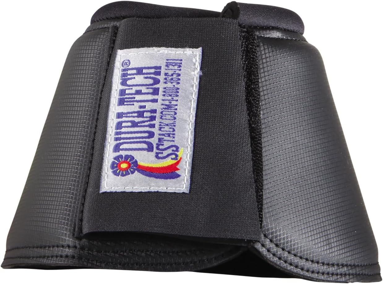 Dura-Tech Cushion Lite Bell Boots for Horses | Lightweight Horse Protection | Impact Absorbing | Comfortable Padding | Secure Double Hook & Loop Closures | Non-Rub Lining | Size X-Large | Color Black