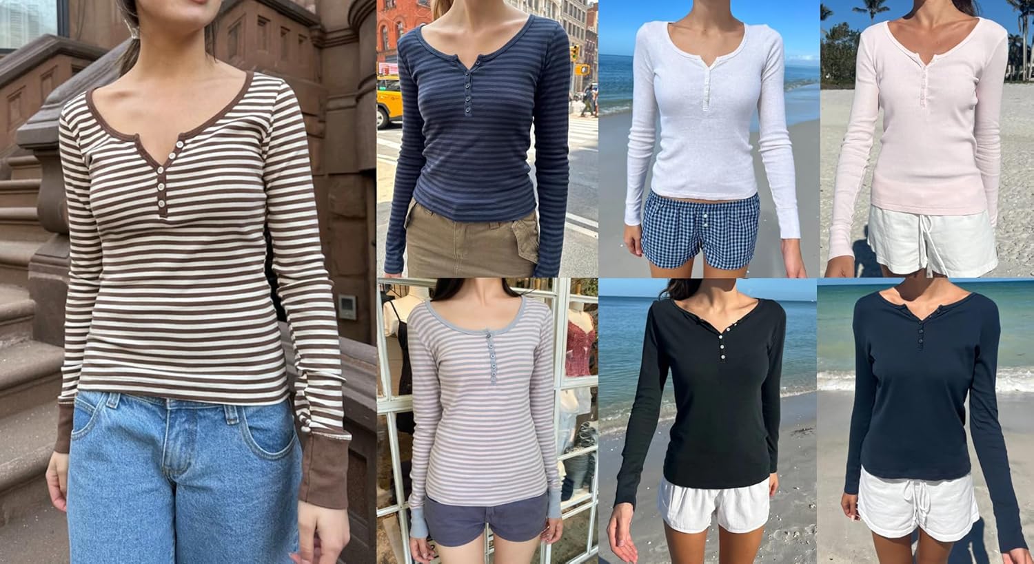 Women Fairy Grunge Y2k Long Sleeve Shirt Striped Crewneck Tee Shirt 90s Vintage Gothic Tops Teen Girls Streetwear - Image 5