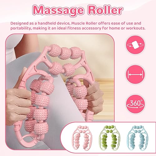 Miniatura 3 de Colaxi Rodillo de masaje de 21 ruedas, masajeador de rodillo muscular de 360, herramienta de masaje de piernas, relajante muscular, abrazadera
