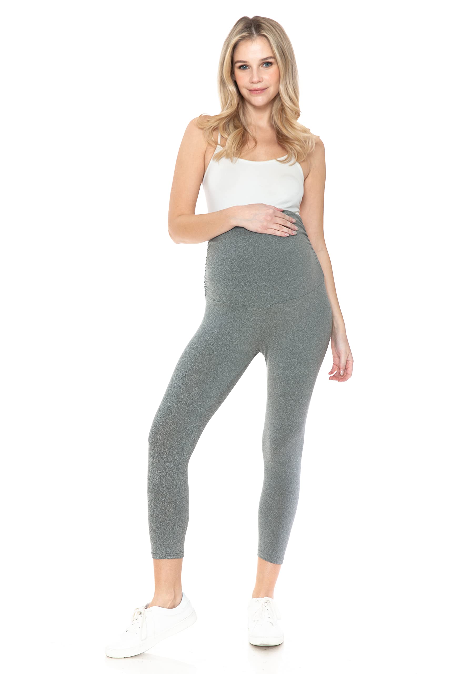 Leggings Depot Legging de maternité pour femme - Collants de yoga décontractés pour la grossesse, gris, Taille L