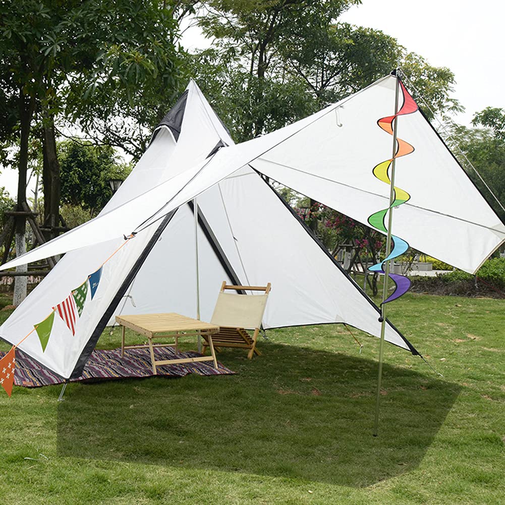 namiot, 4-osobowy namiot na kemping piramida namiot tipi na zewnątrz przenośny dwuwarstwowy indyjski namiot tipi na zewnątrz rodzinny namiot turystyczny jurta(White)