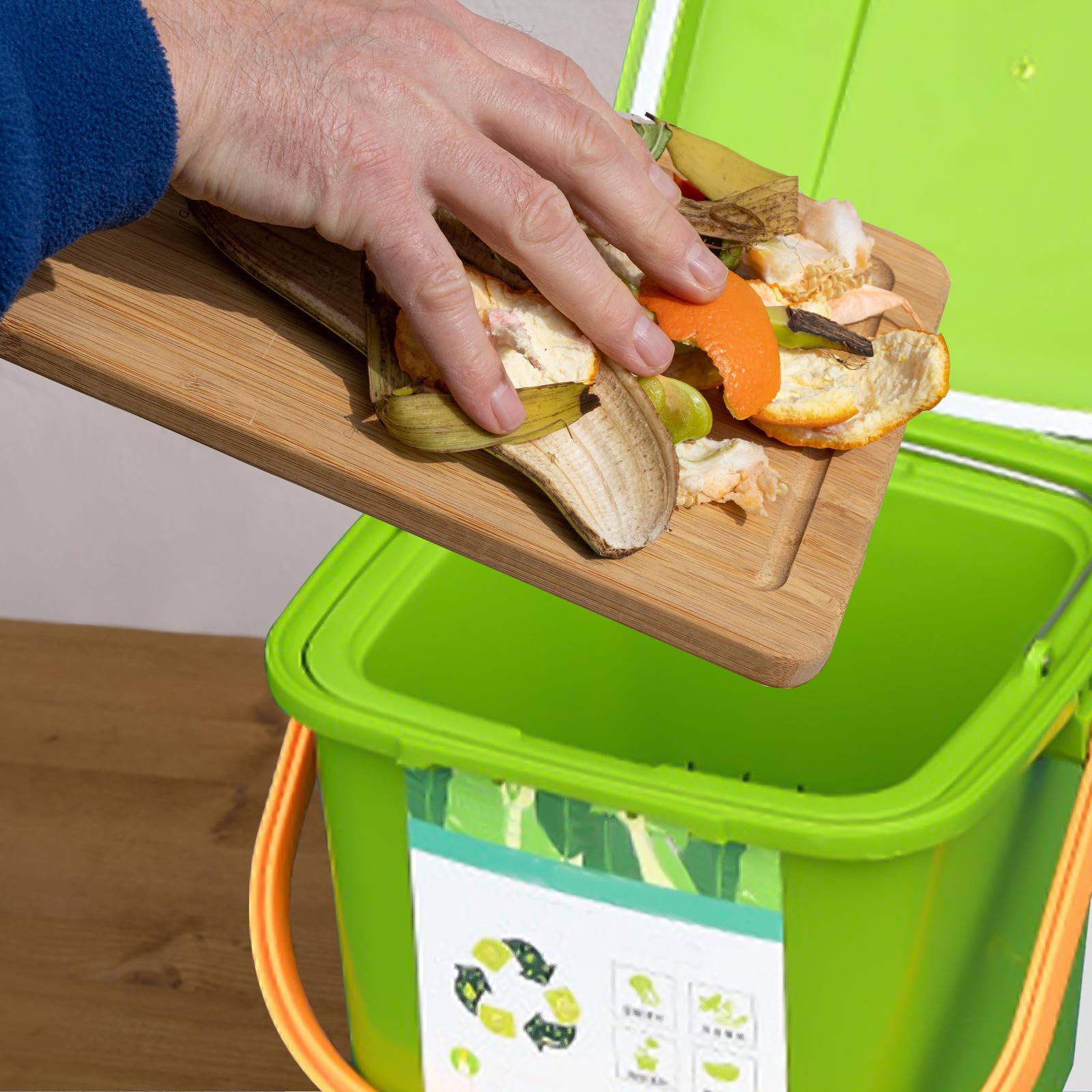 Bio Mülleimer 8L/10L/15L/20L Biomülleimer Küche Bequemes Recycling von Lebensmittelabfällen Küchenabfalleimer,Style4(20L)-1Set