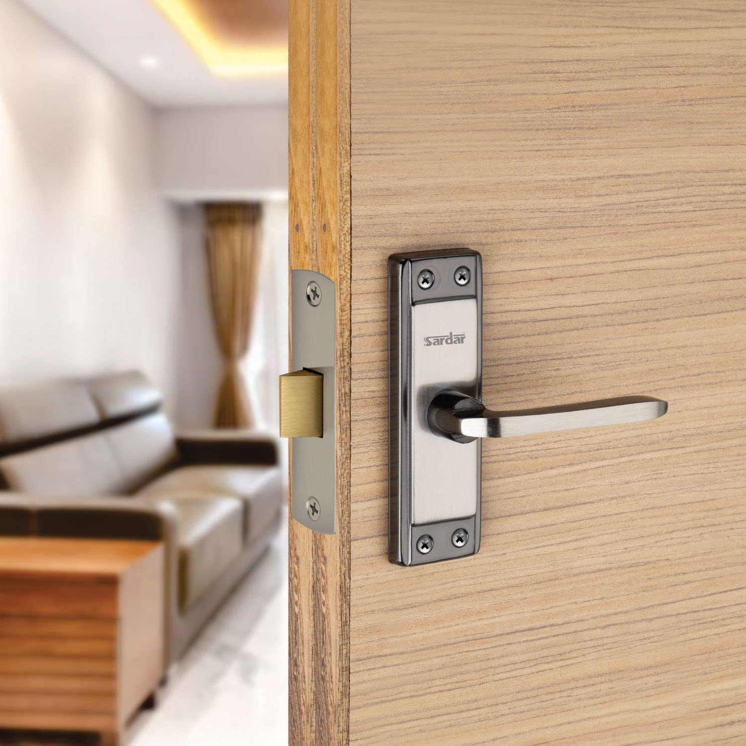 Sardar Russo 5" Black Silver Iron Bathroom Door Handle Set With Keyless Baby Latch-Tower Bolt/Push To Close Latch - Pull Handle — Amazon image 3