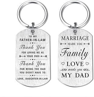 DEGASKEN Father in Law Gifts Keychain from Daughter in Law