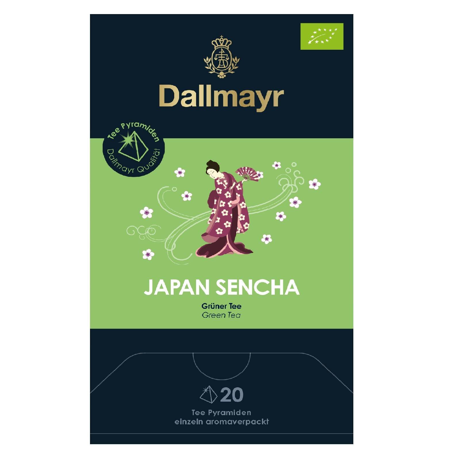 4 x Dallmayr Japan Sencha grüner Tee Bio 20 Pyramiden 2,5g