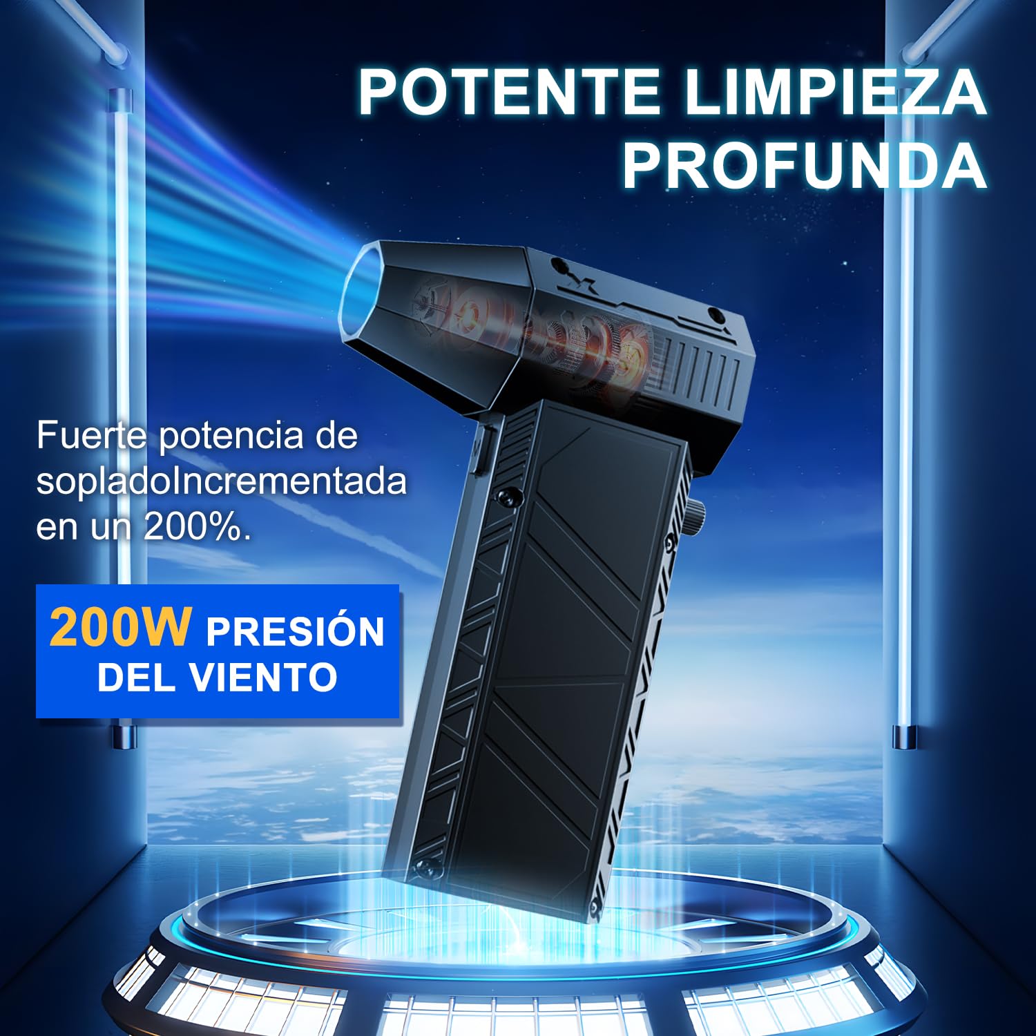 Soplador De Aire Comprimido 140000 RPM - Batería 8000mAh, Velocidad Ajustable, Para Limpiar PC, Teclado, Coche, Sin Cables