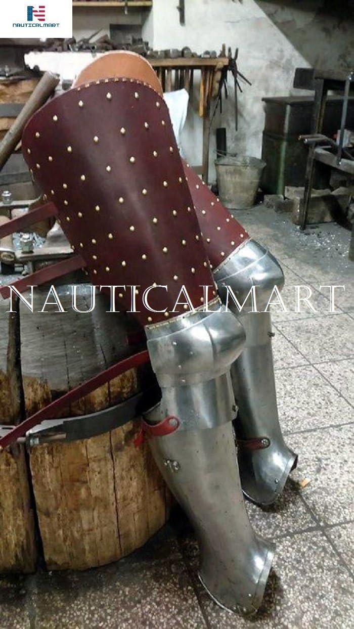 NauticalMart Medieval Leg Armor Gothic Upper Leg Knees and Greaves SCA Leg Guards
