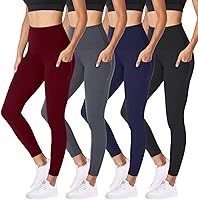 Vista 1 de NexiEpoch - Paquete de 4 leggings suaves para mujer, con bolsillos, control de abdomen y cintura alta, pantalones capri para yoga y ejercicio