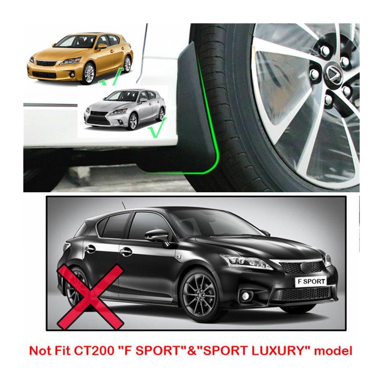 4Pcs Car Mud Flaps Splash Guard Protective Fender Mudguard Mudflaps Mud Guards For Lexus CT200h 2012 2013 2014 2015 2016 2017 - View #2