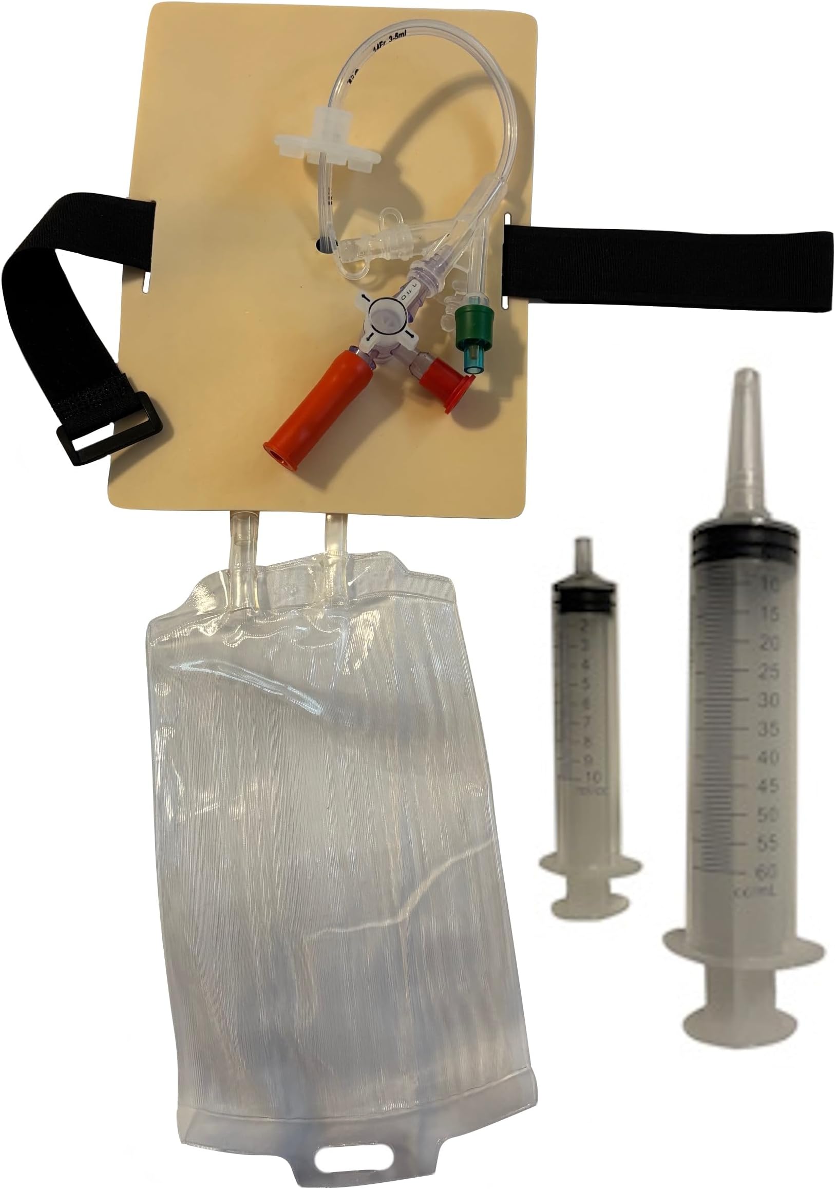 G-Tube Care Practice Set with 300ml Fluid Bag, Strap and Lopez Valve for Healthcare Student Training