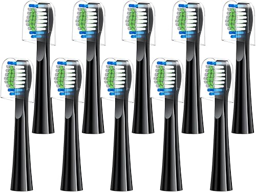 Replacement Toothbrush Heads 10 Pack Compatible with Bitvae Daily D2 Rechargeable Toothbrush, for D2 Toothbrush Heads Refills, Black