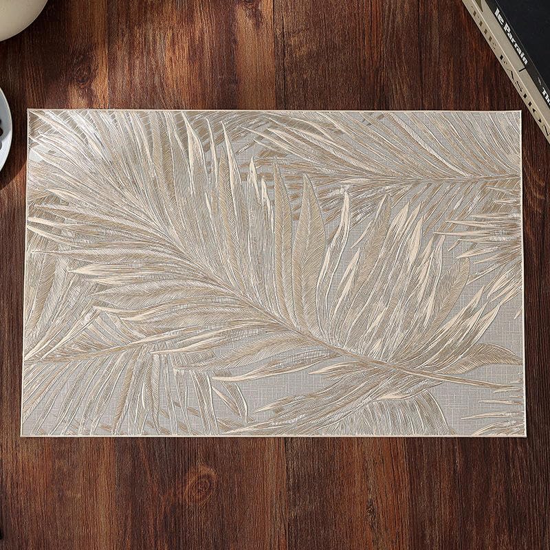 Dakshya Industries Rectangular PVC Dining Table Mats Set of 2 – Waterproof, Heat Resistant, Easy Clean Placemats (45x30 cm) (Gold)-picture-35