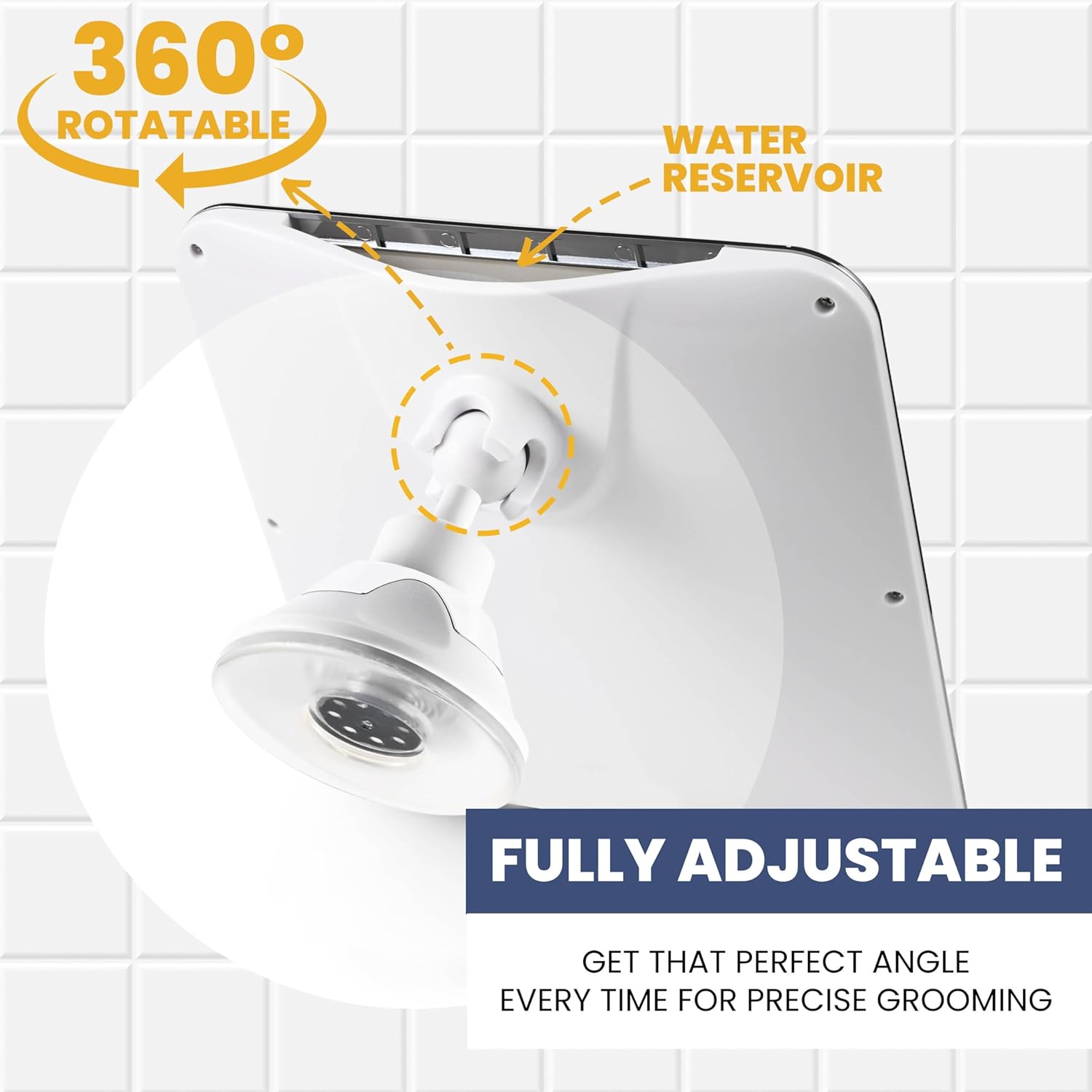 MIRRORVANA Fogless Shower Mirror for Shaving with Upgraded Suction, Dual Anti Fog Design, Shatterproof Surface & 360° Swivel, 8" x 7" Chrome