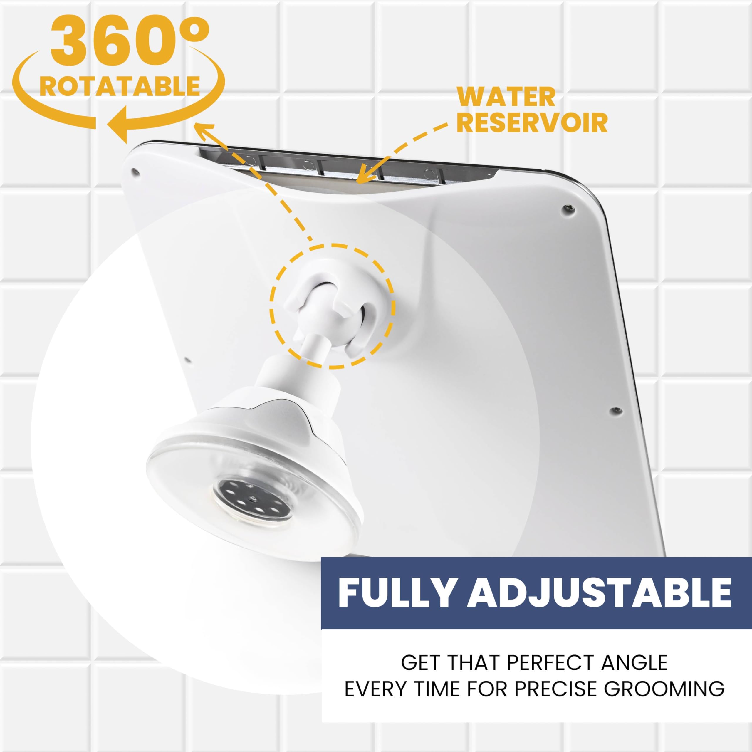 Mirrorvana Beschlagfreier Duschspiegel zum Rasieren mit verbesserter Saugkraft, Dual-Anti-Beschlag-Design, bruchsichere Oberfläche und 360° drehbar, 20,3 x 17,8 cm, Chrom