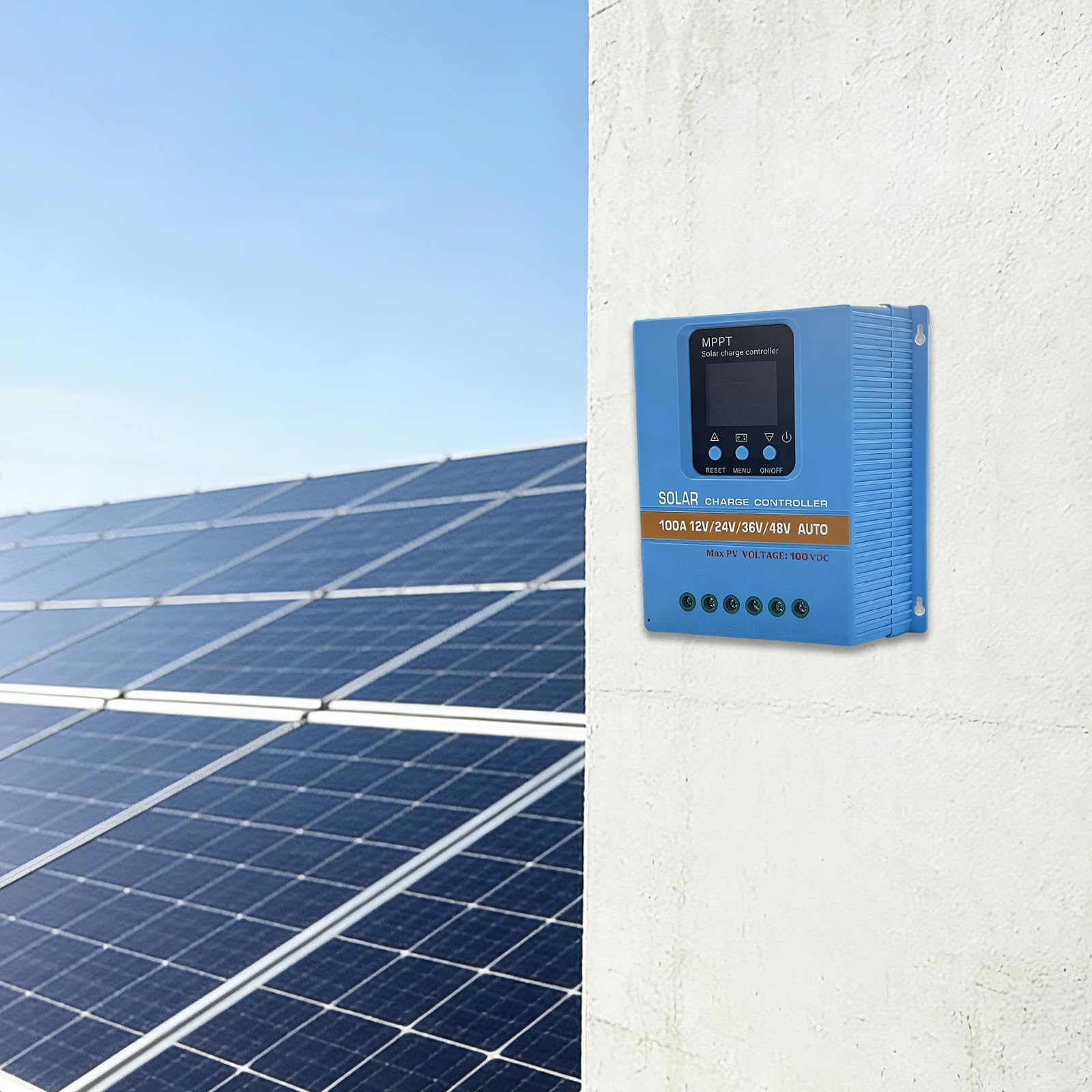 MPPT SA48100A Régulateur de charge solaire 100 A 12 V/24 V/36 V/48 V | Régulateur de charge intelligent 100 V CC avec écran LCD pour camping-car, yacht et installations PV