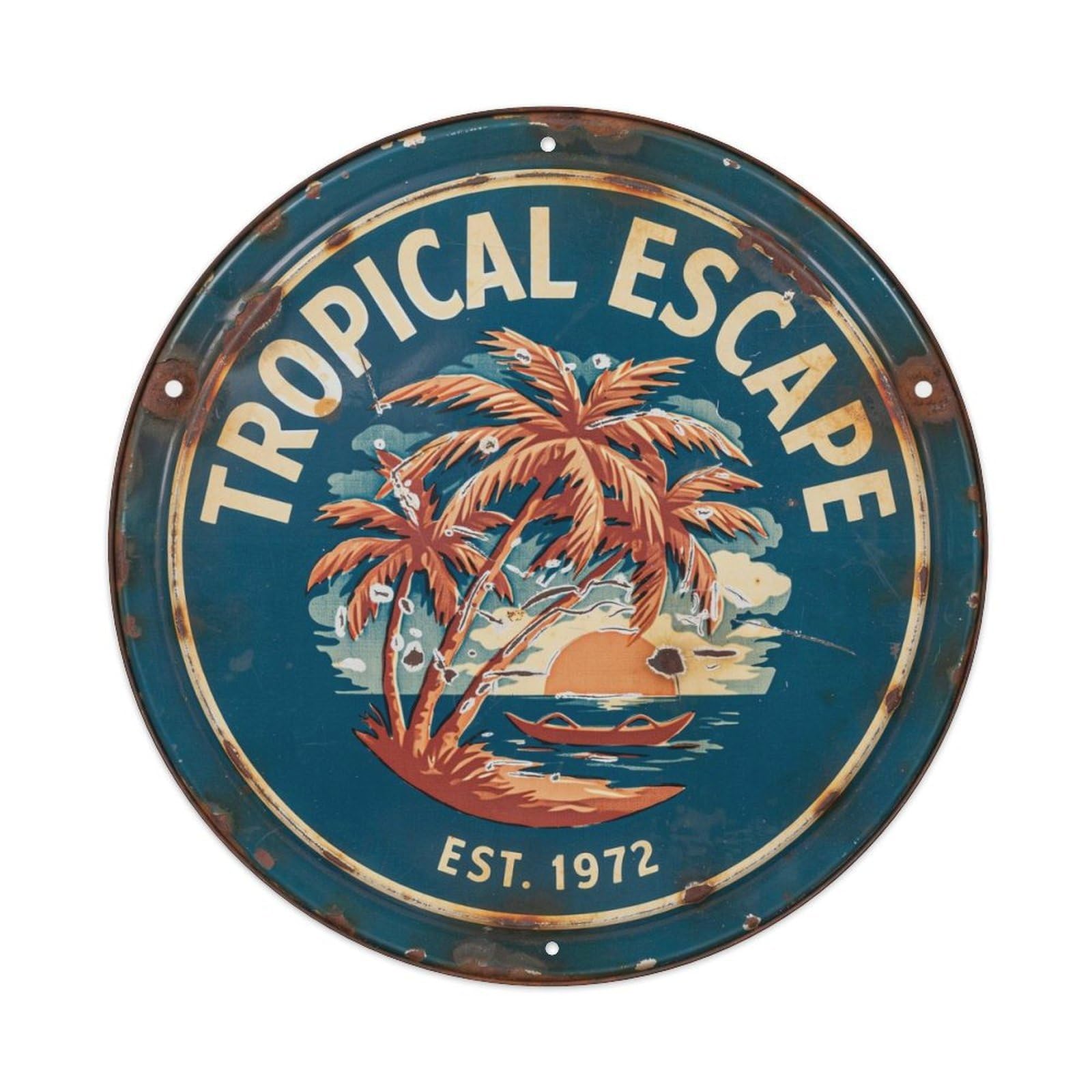 Tropical-Escape Metal Tin Sign Plaque