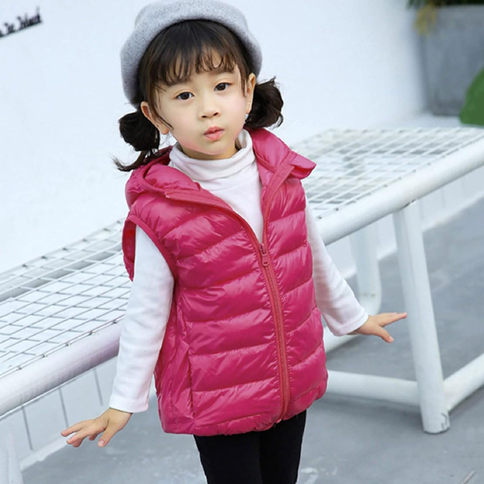 Piumino Imbottito per Ragazzi e Ragazze Giacca Senza Maniche con Zip e Cappuccio per Bambini Cappotto Invernale Giacca Imbottita Imbottita con Cappuccio con Design con Cerniera Liscia