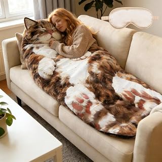 Cat Sleeping Bag, Cat Sleeping Bag for Human, Plush Cats Envelope Sleeping Bags for Camping, for Indoor Use or Camping Trips, Sleepovers, 68.9x31.5inch