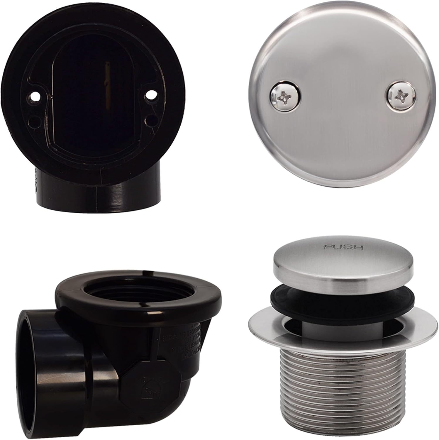 Westbrass Tip Toe Sch. 40 ABS Plumber's Pack with Two-Hole Elbow, Stainless Steel, D534-20