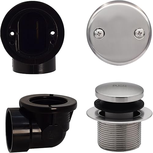 Westbrass Tip Toe Sch. 40 ABS Plumber's Pack with Two-Hole Elbow, Satin Nickel, D534-07