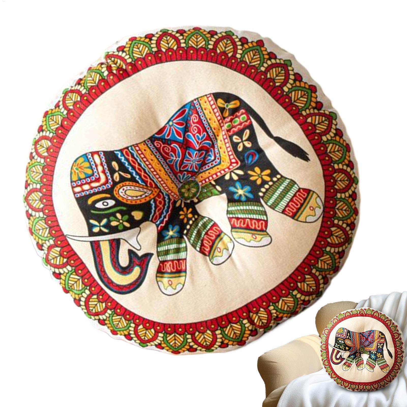 Stylowe okrągłe poduszki na krzesło, solidna poduszka do medytacji, gruba podkładka na krzesło do kuchni, boho poduszka podłogowa 40 x 40 cm na krzesła do jadalni, wewnątrz, na zewnątrz