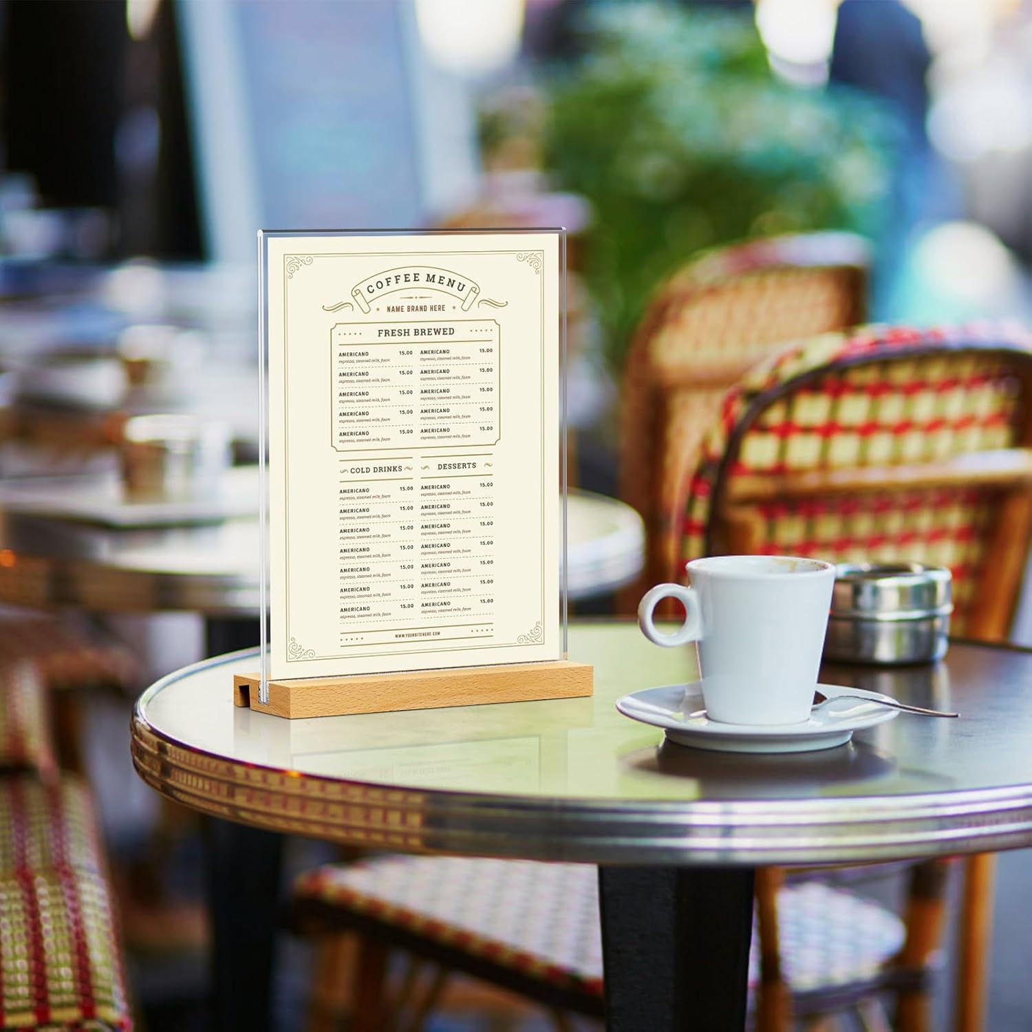 MaxGear アクリルサインホルダー 8.5 x 11インチ クリアテーブルディスプレイスタンド 木製ベース付き LShape/T