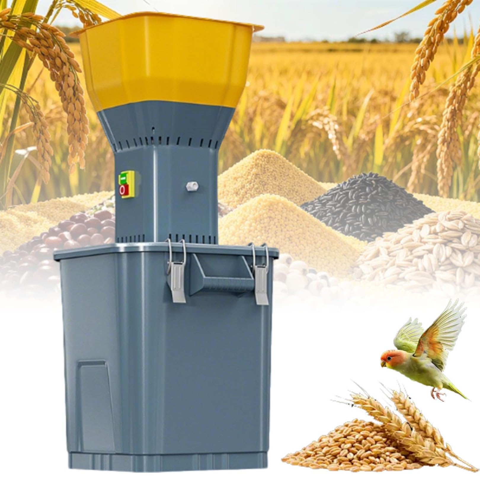 YXZQLOZ 220V 45L Heavy Duty Electric Grain Mill 1300W Commercial Corn Grinder,Dry Cereals Grinder with 7 Sieves for Home Farm Wheat, Spice, Feed